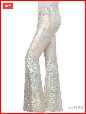 Sequin Flare Pants High Waisted Bell Bottoms Leggings Party Disco Club
